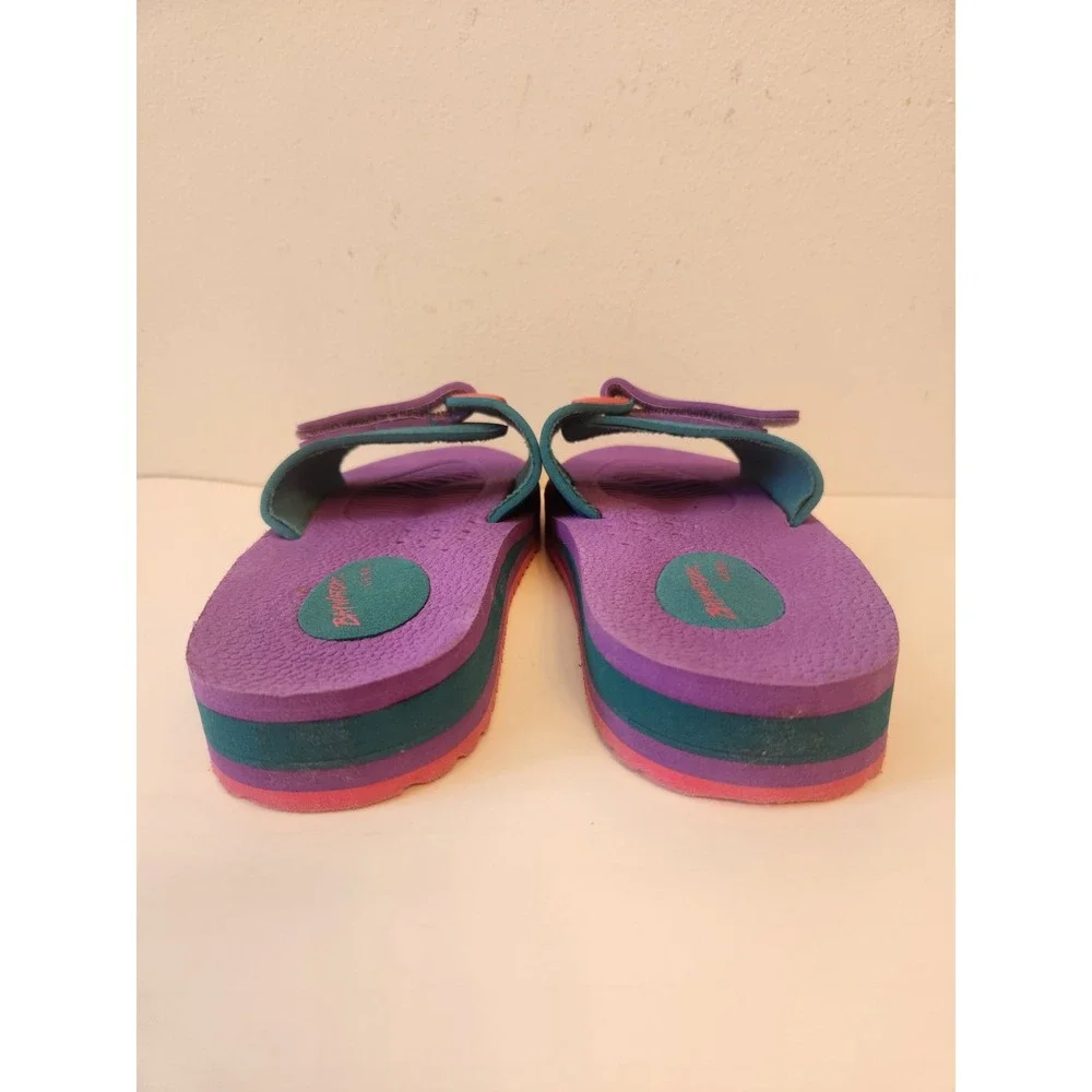 Vtg Baywatch Gear Slides Sandals Flip Flops Womens Neon Purple Pink Blue 1995